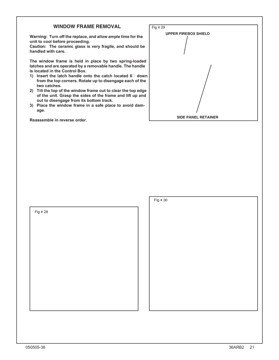 PGS TC36 AR manual Window Frame Removal 