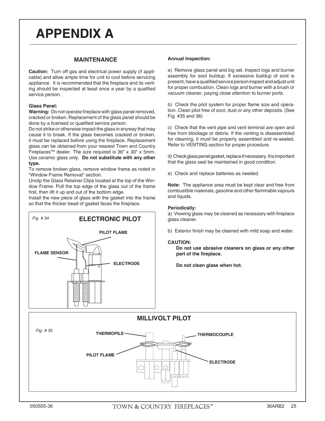 PGS TC36 AR manual Millivolt Pilot, Maintenance, Electronic Pilot 