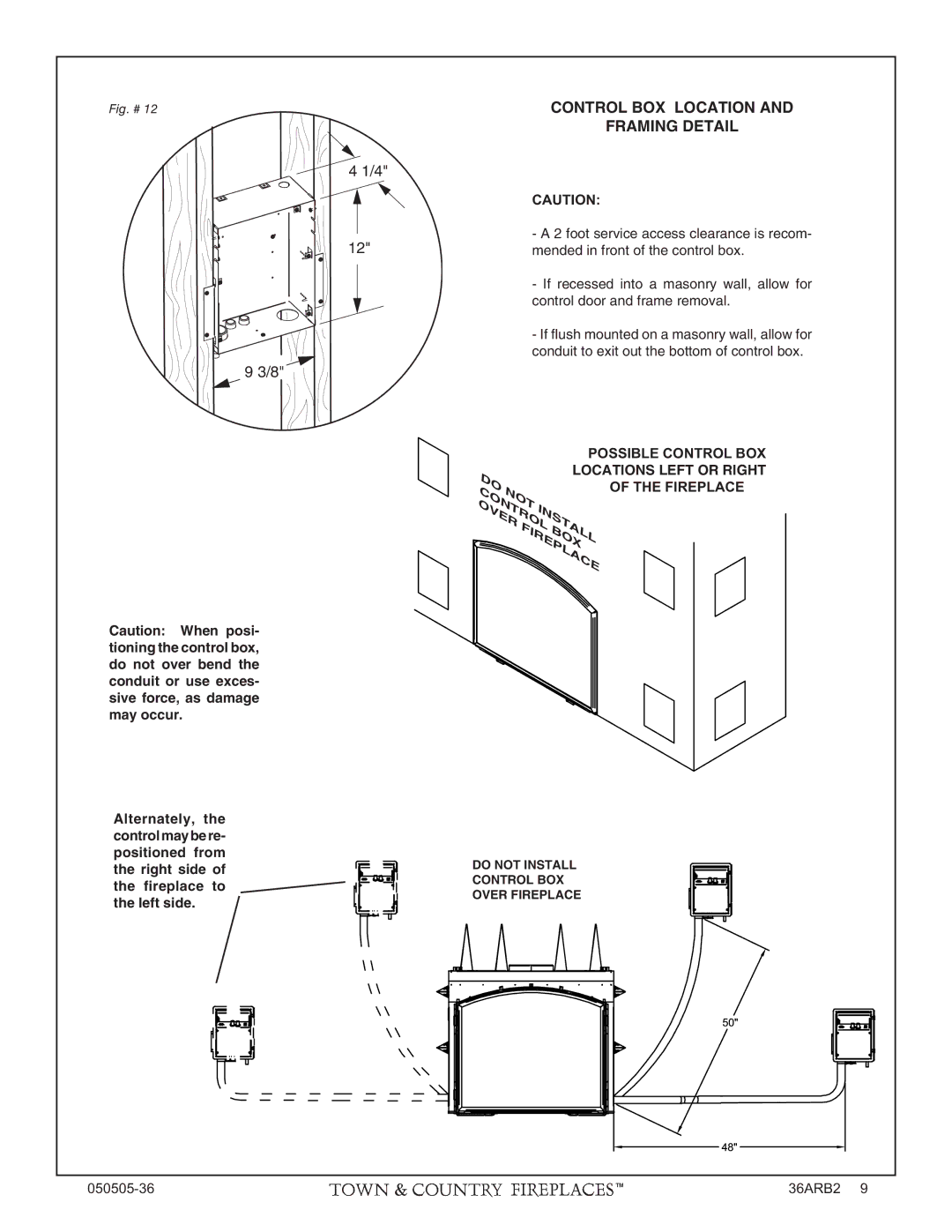 PGS TC36 AR manual Control BOX Location Framing Detail, Not Over 