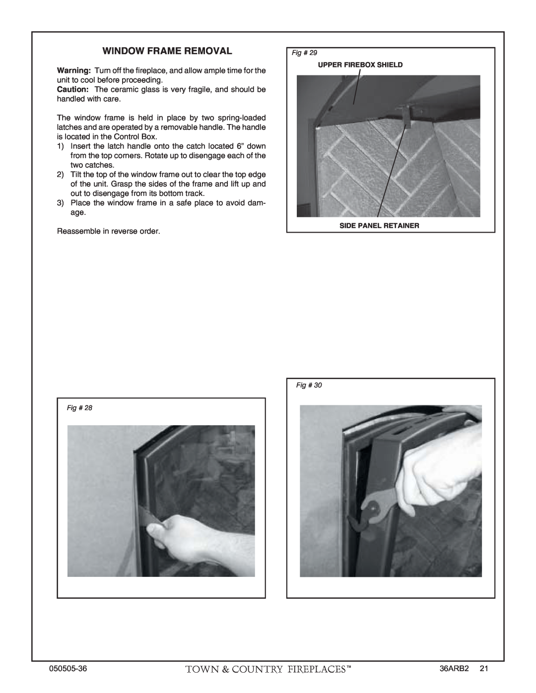 PGS TC36 AR manual Window Frame Removal 