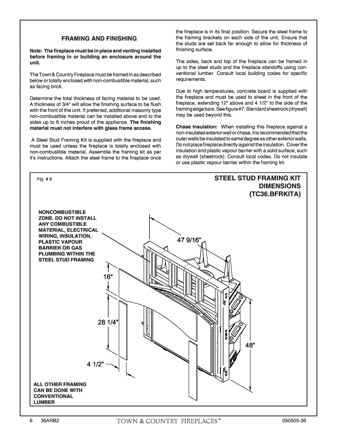 PGS TC36 AR manual Steel Stud Framing Kit, Dimensions, TC36.BFRKITA, Framing And Finishing 