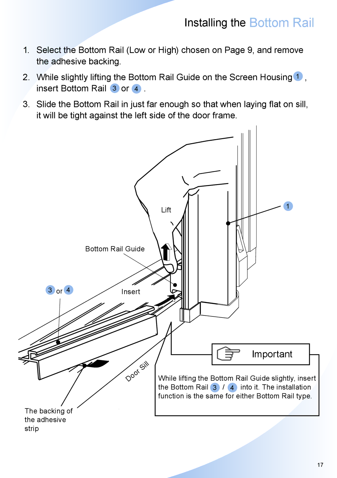 Phantom Tech QC03-0903R installation manual Installing the Bottom Rail 