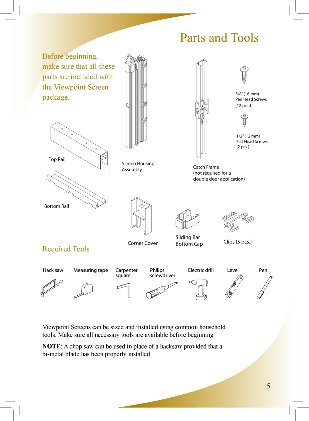 Phantom Tech VI0508 installation manual Parts and Tools, Required Tools 