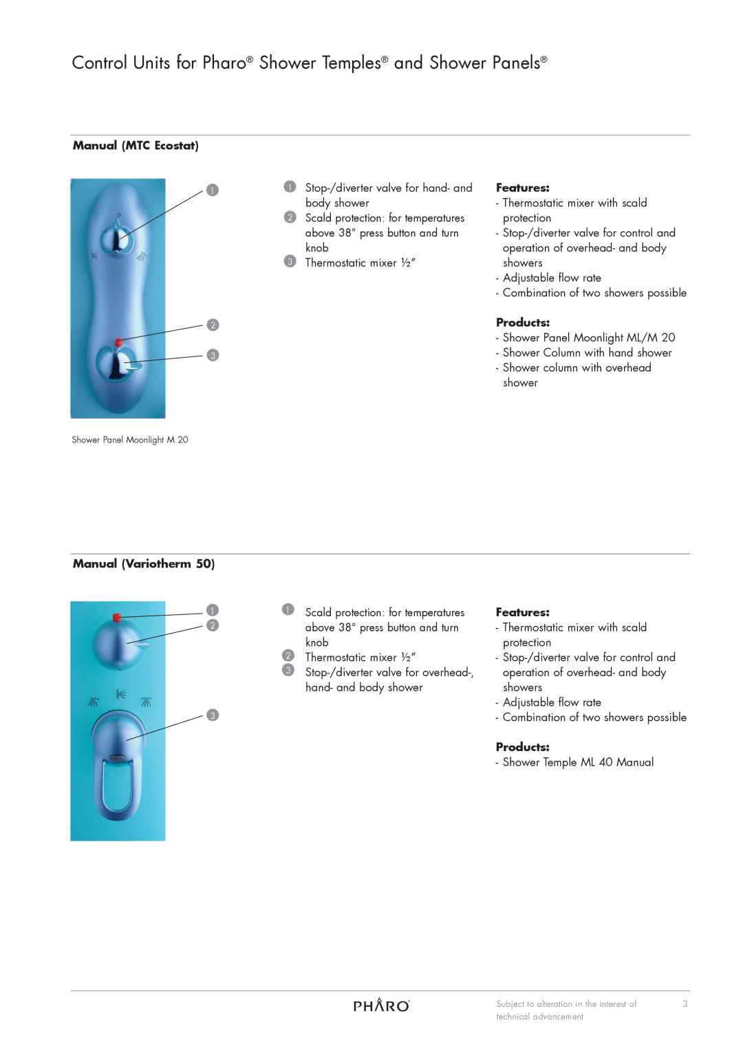 Pharos Science & Applications EL 40, DL 40 manual Manual MTC Ecostat, Manual Variotherm 