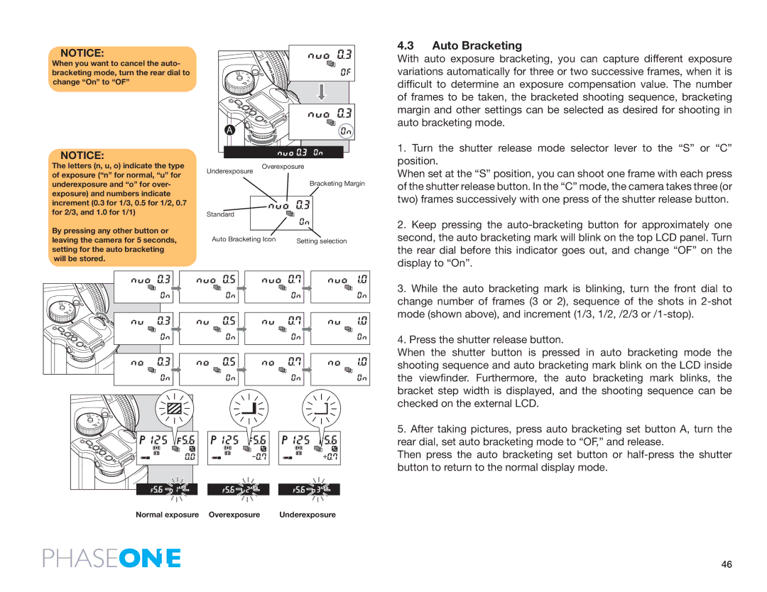 Phase One 645 AF manual Auto Bracketing, Press the shutter release button 