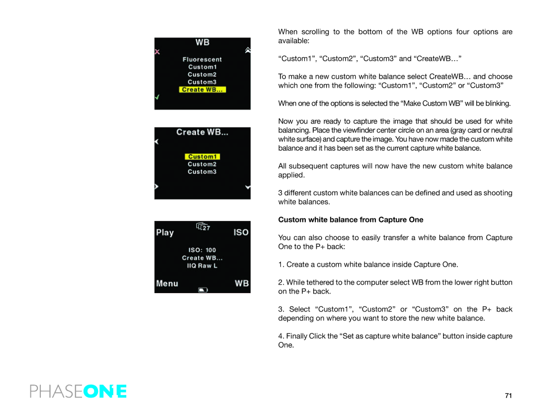 Phase One 645 AF manual Custom white balance from Capture One 