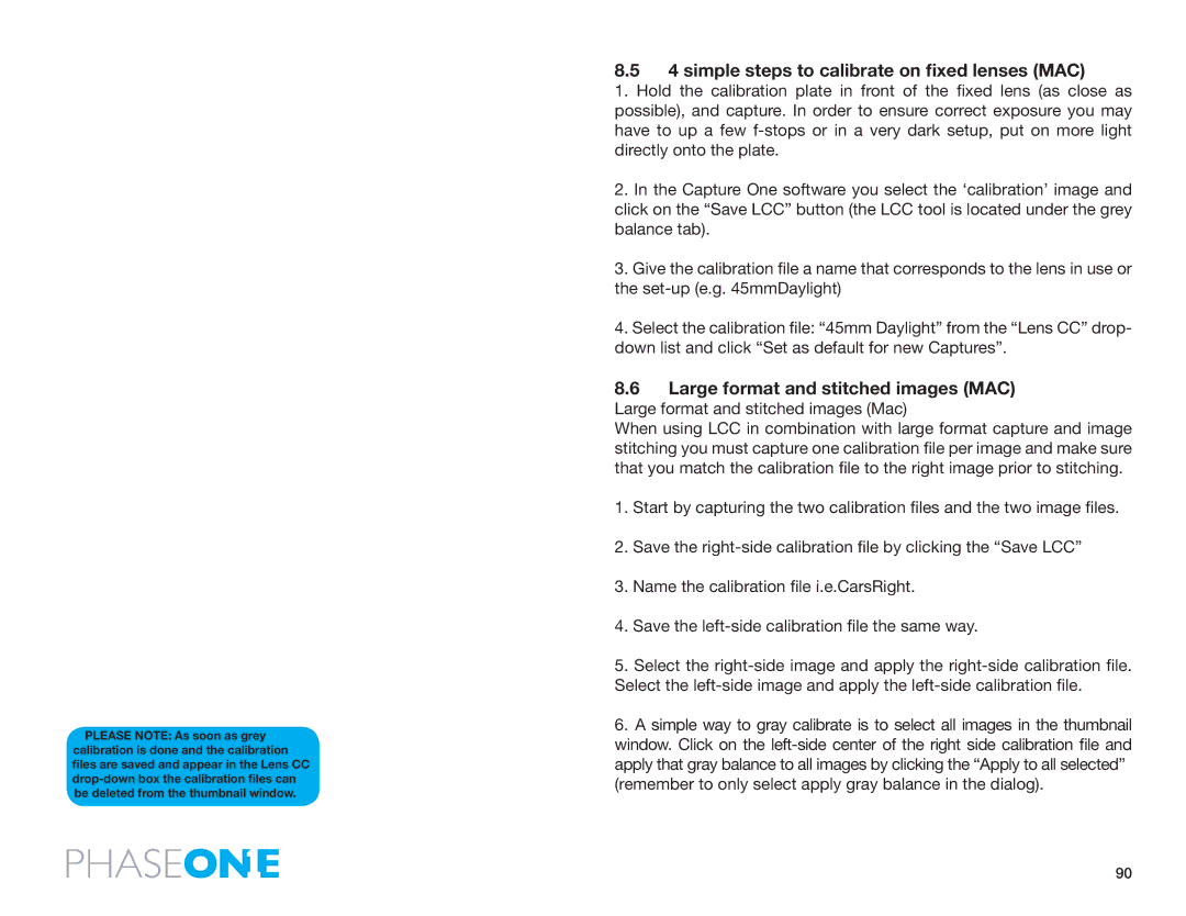 Phase One 645 AF manual simple steps to calibrate on fixed lenses MAC, Large format and stitched images MAC 