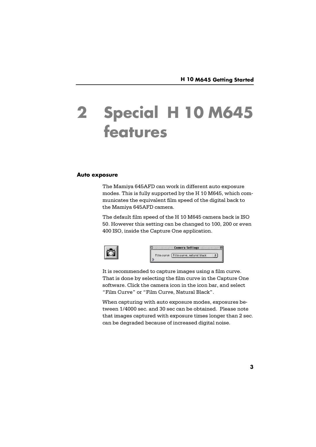 Phase One manual Special H 10 M645 features, Auto exposure 