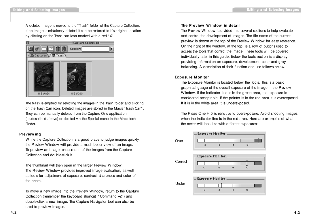 Phase One H 5 manual Previewing, Preview Window in detail, Exposure Monitor 