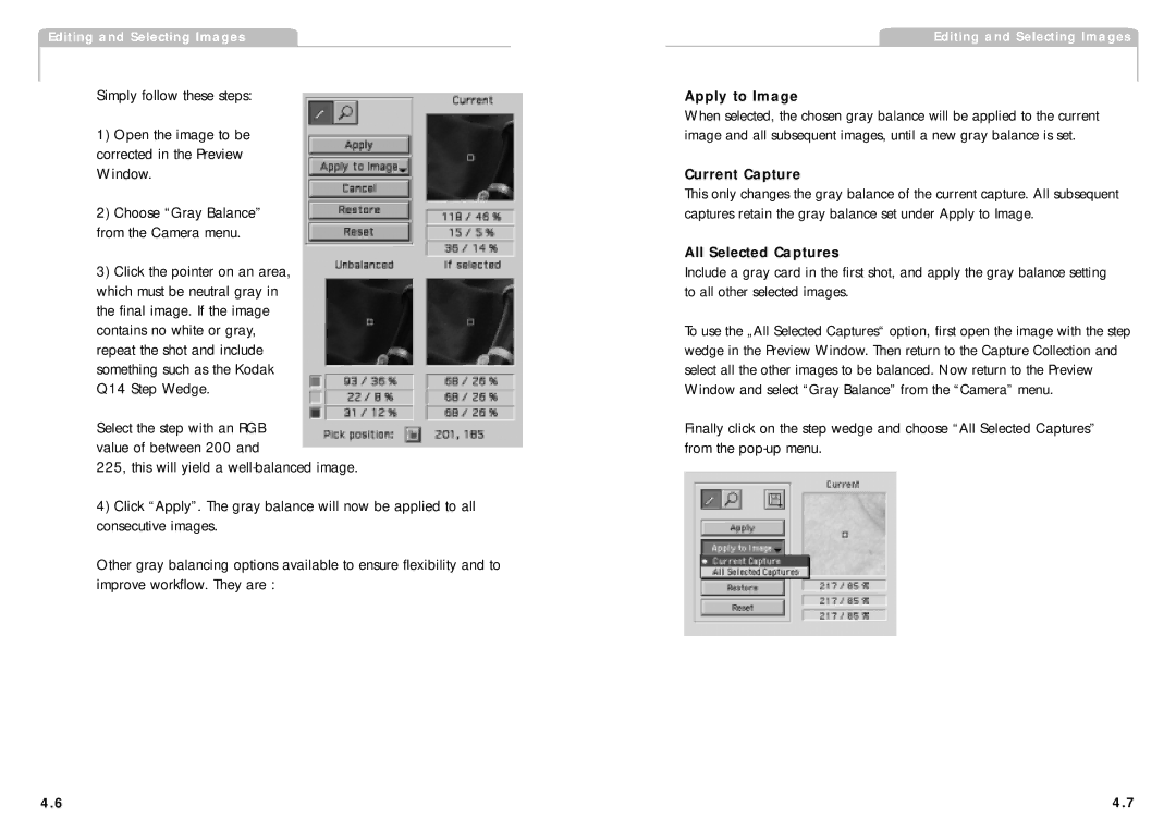 Phase One H 5 manual Apply to Image, Current Capture, All Selected Captures 