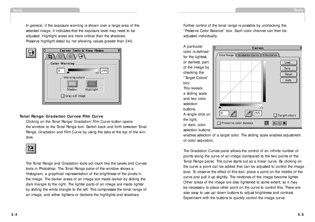 Phase One H 5 manual Tonal Range/Gradation Curves/Film Curve 