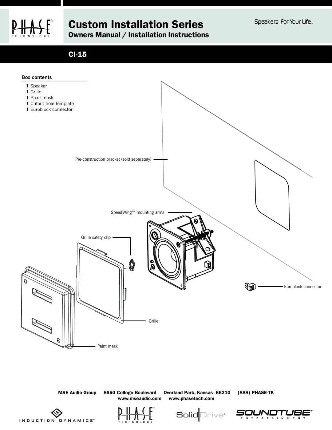 Phase Technology CI-15 owner manual Custom Installation Series, CIPower-15FL-8 Power FL-10 Power FL-12 