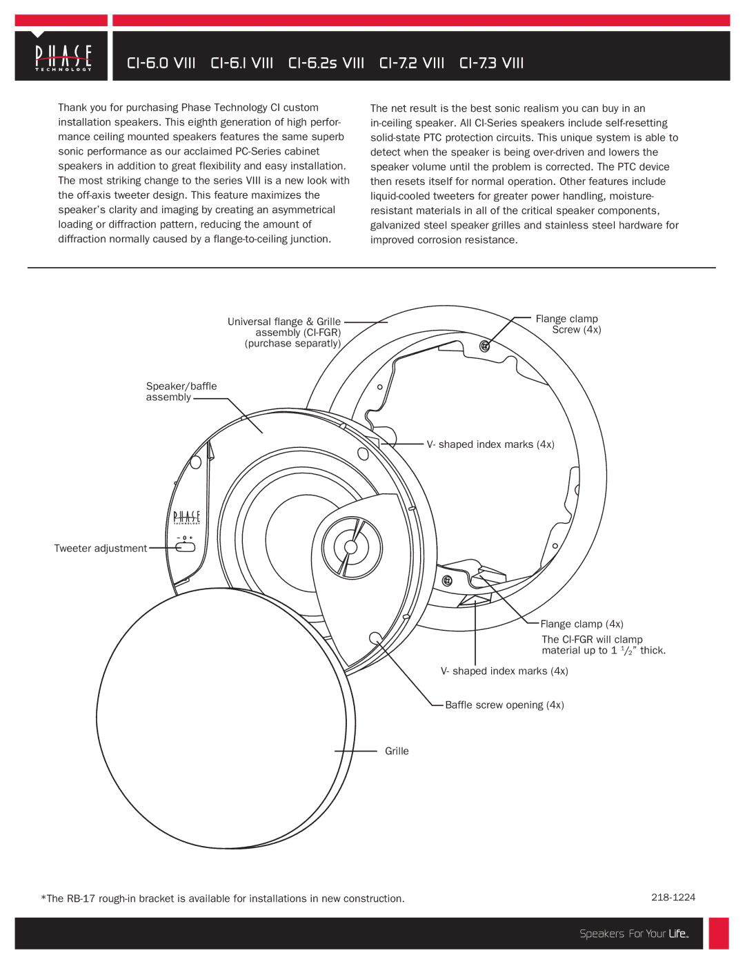 Phase Technology CI-6.2s VIII, CI-6.1 VIII, CI-7.3 VIII, CI-7.2 VIII manual Viii CI 6 Viii CI 6 s Viii CI 7 V III CI 7 