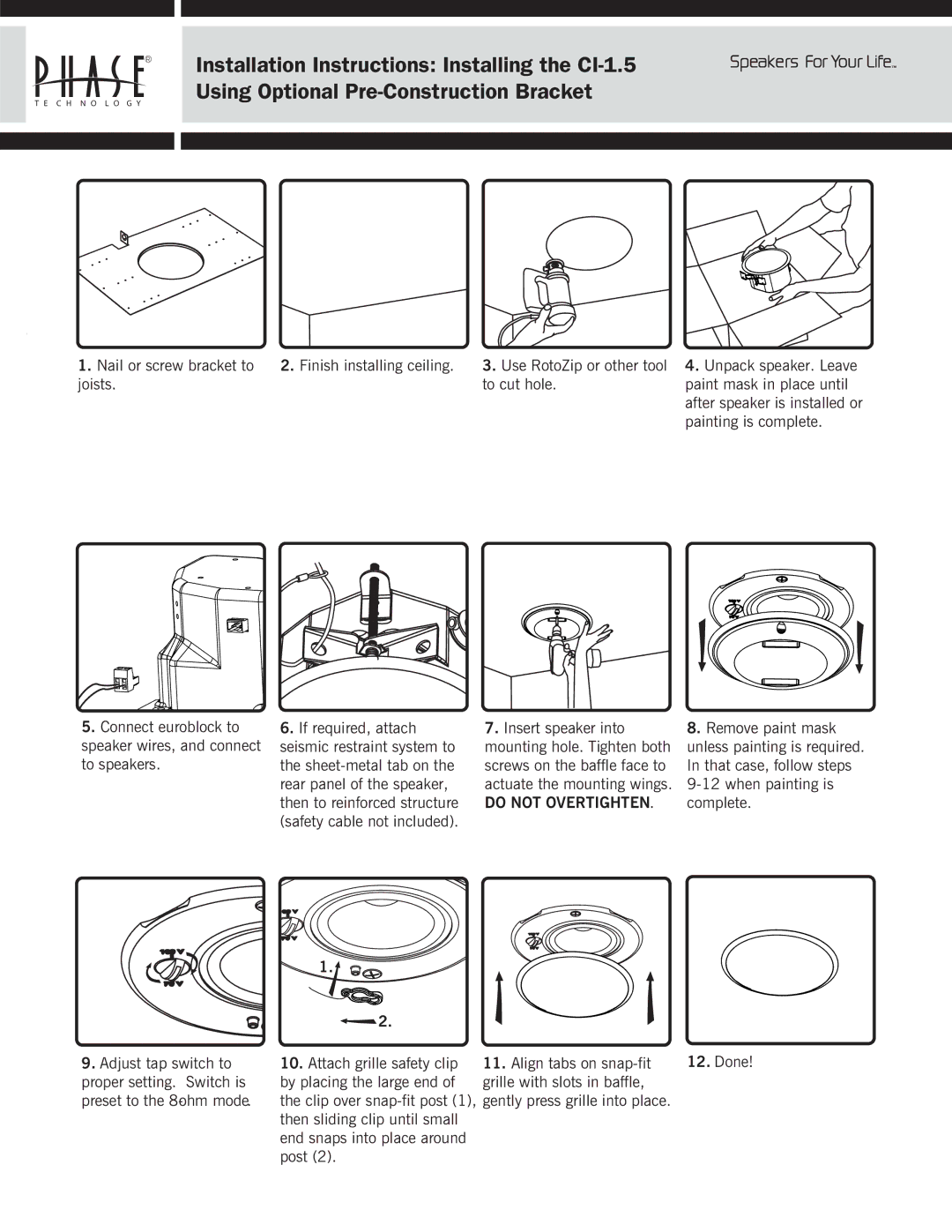 Phase Technology CL-1.5 owner manual Finish installing ceiling, Use RotoZip or other tool to cut hole 