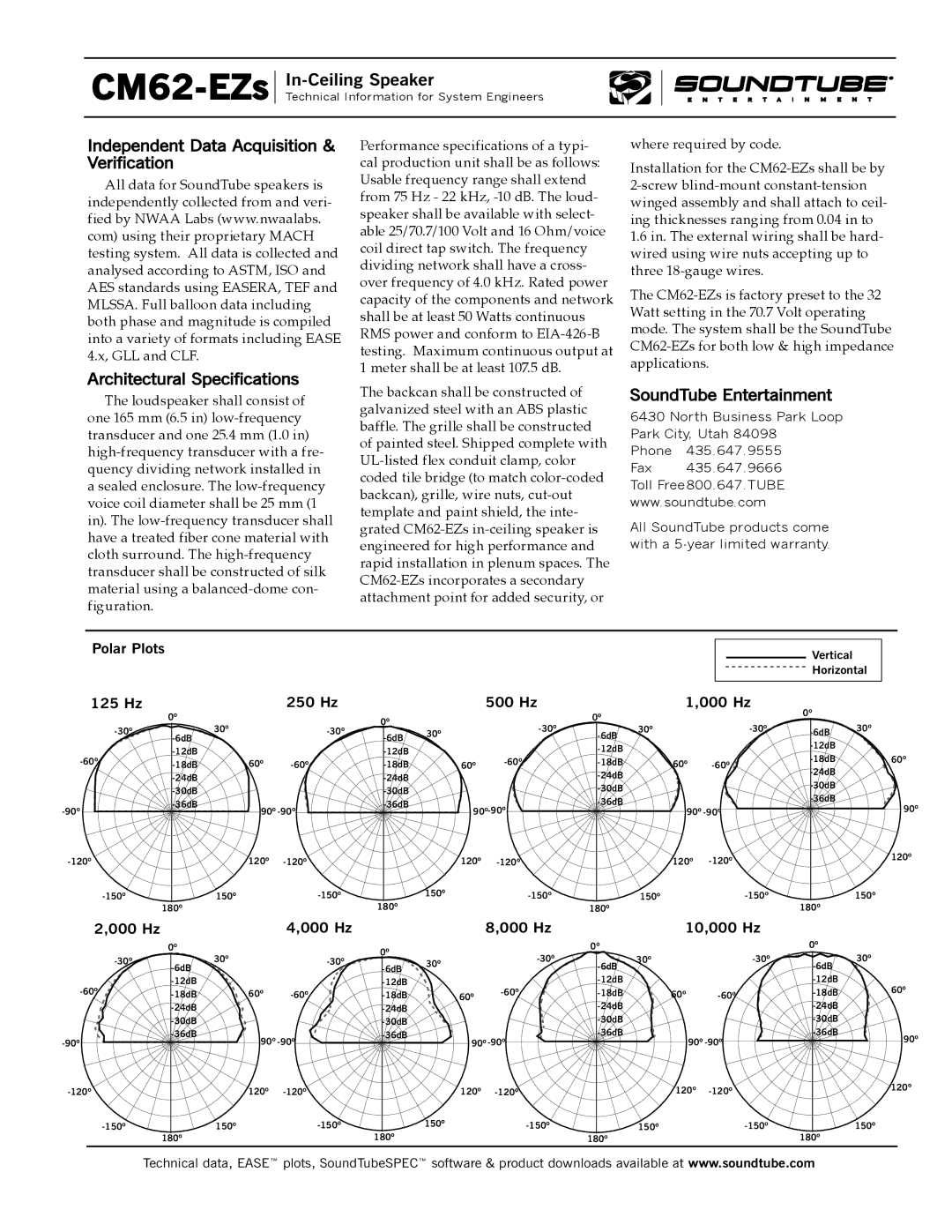 Phase Technology CM62-EZ specifications SoundTube Entertainment 