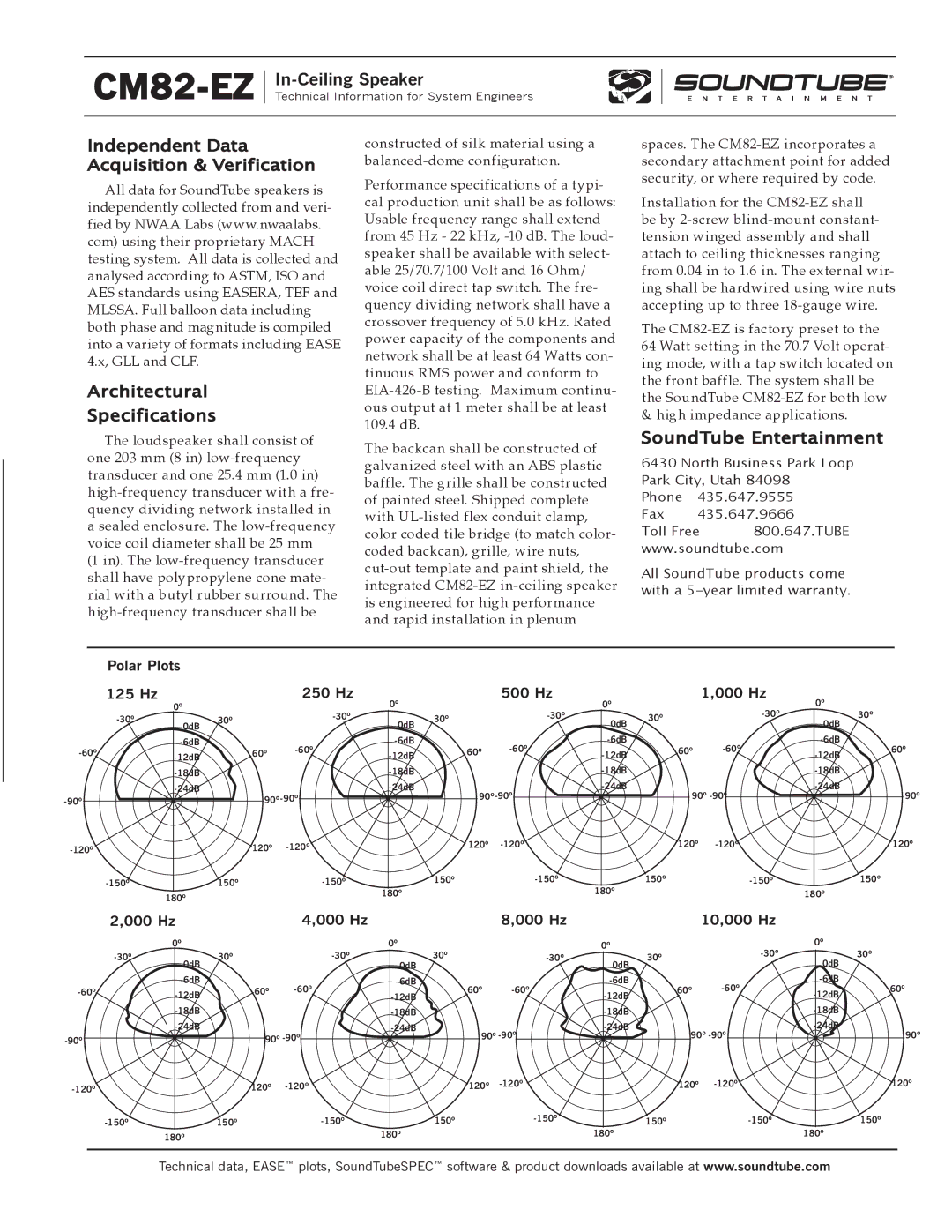 Phase Technology CM82-EZ specifications SoundTube Entertainment 