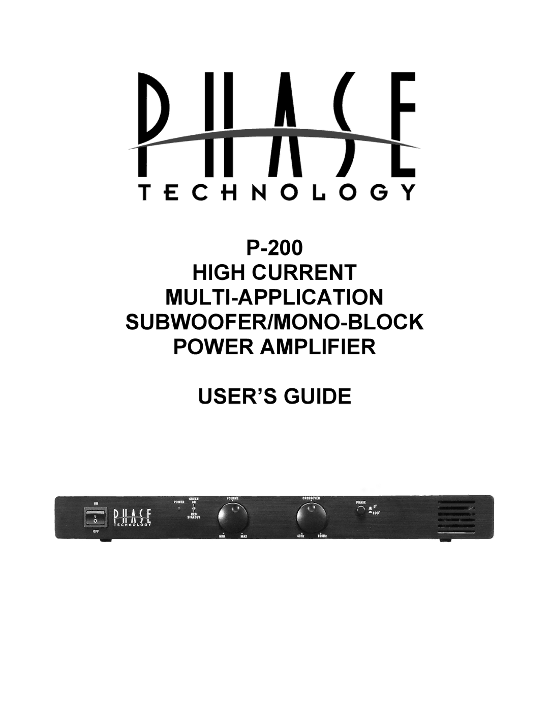 Phase Technology P-200 manual 