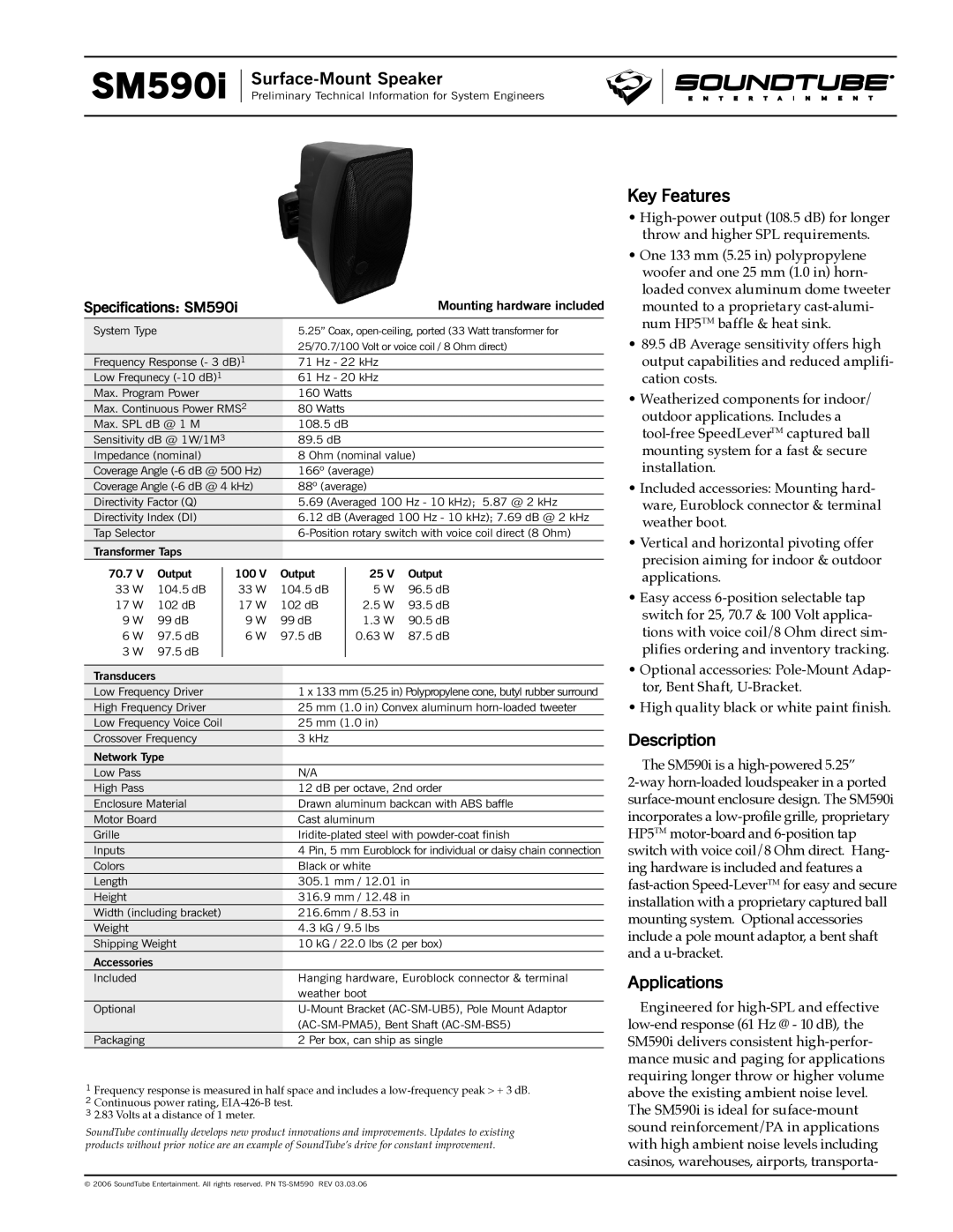 Phase Technology SM590i specifications Key Features, Description, Applications 