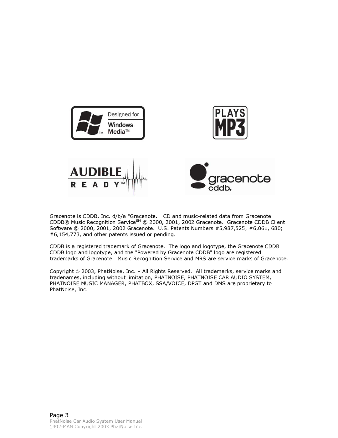 PhatNoise Car Audio System manual MAN Copyright 2003 PhatNoise Inc 