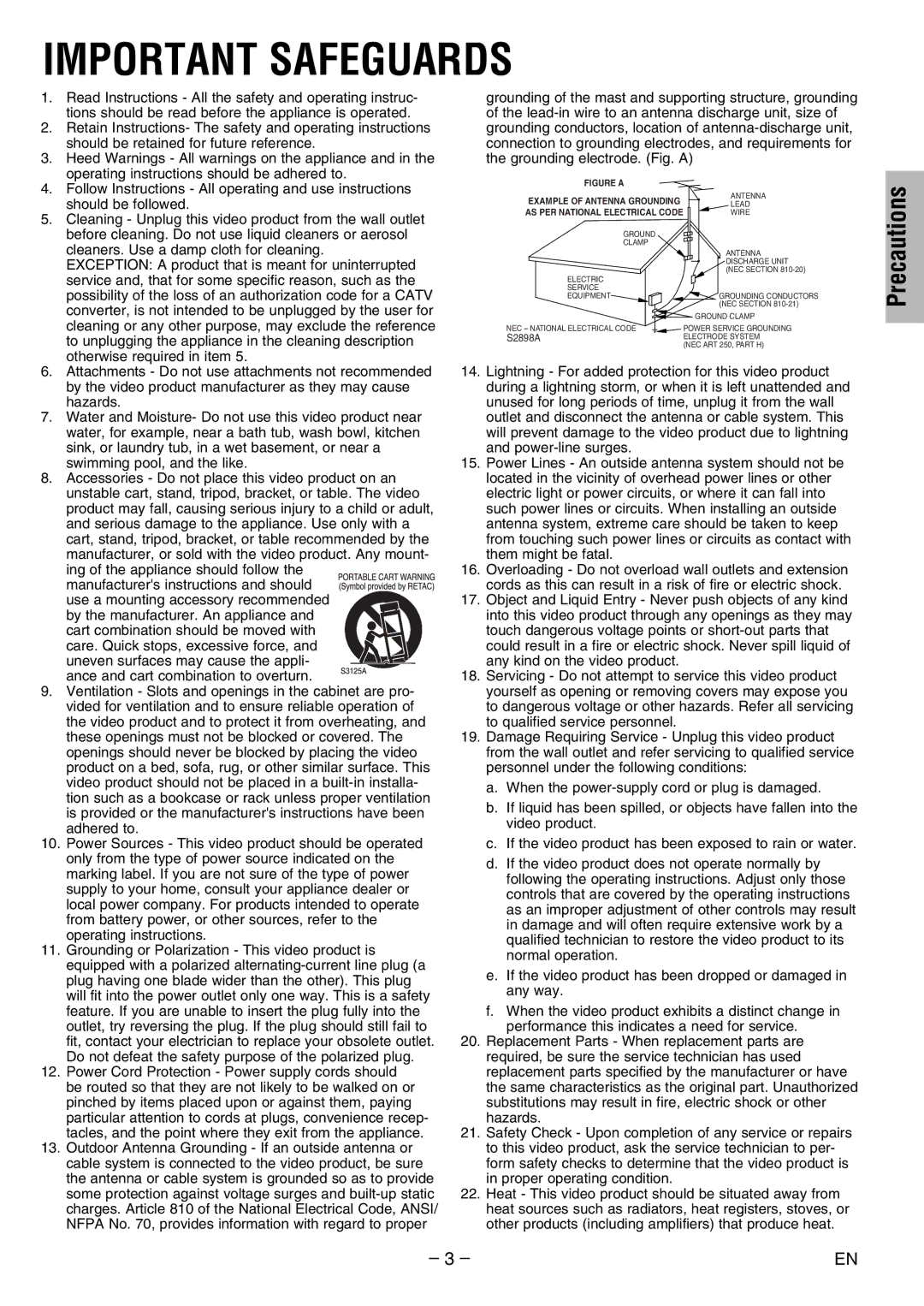 Philco PVD2000 manual Important Safeguards 