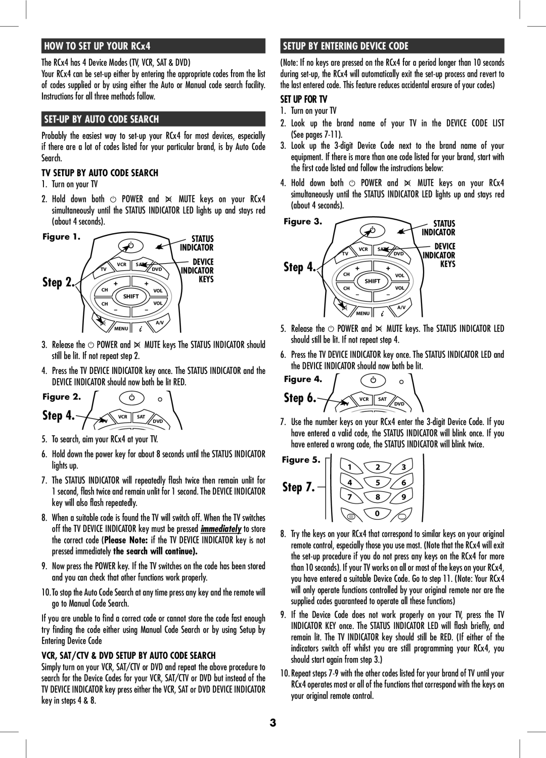 Philex RC026SP manual HOW to SET UP Your RCx4, SET-UP by Auto Code Search, Setup by Entering Device Code 