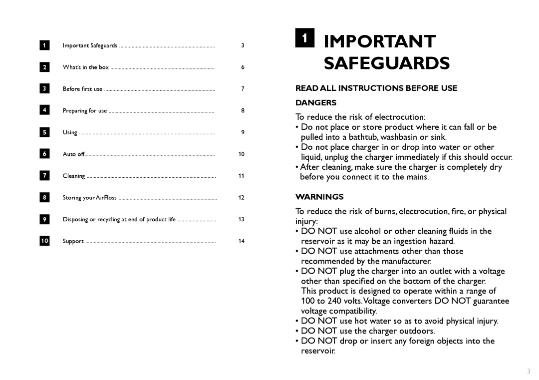 Philips 100 series manual Important Safeguards 