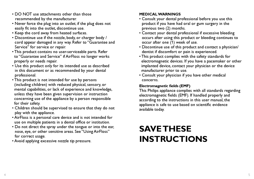 Philips 100 series manual Savethese Instructions 