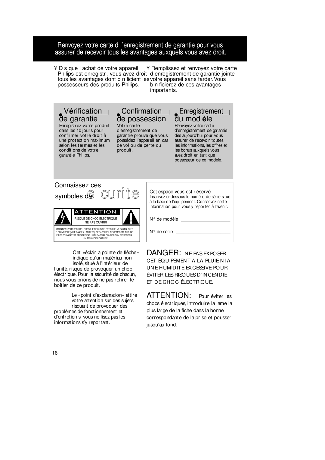 Philips 1007 manual Cet espace vous est réservé 