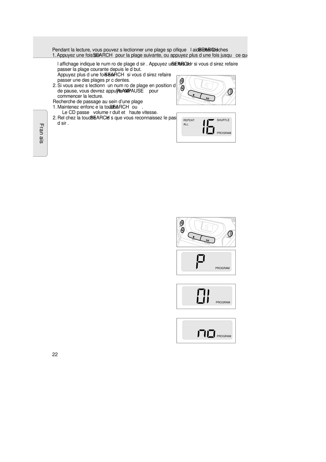 Philips 1007 manual Recherche de passage au sein dune plage 