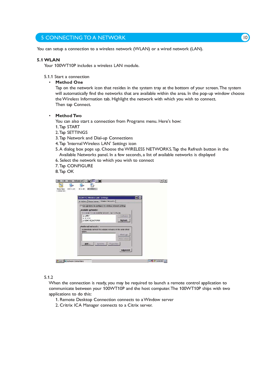 Philips 100WT10P manual Connecting to a Network, Wlan, Method One, Method Two 