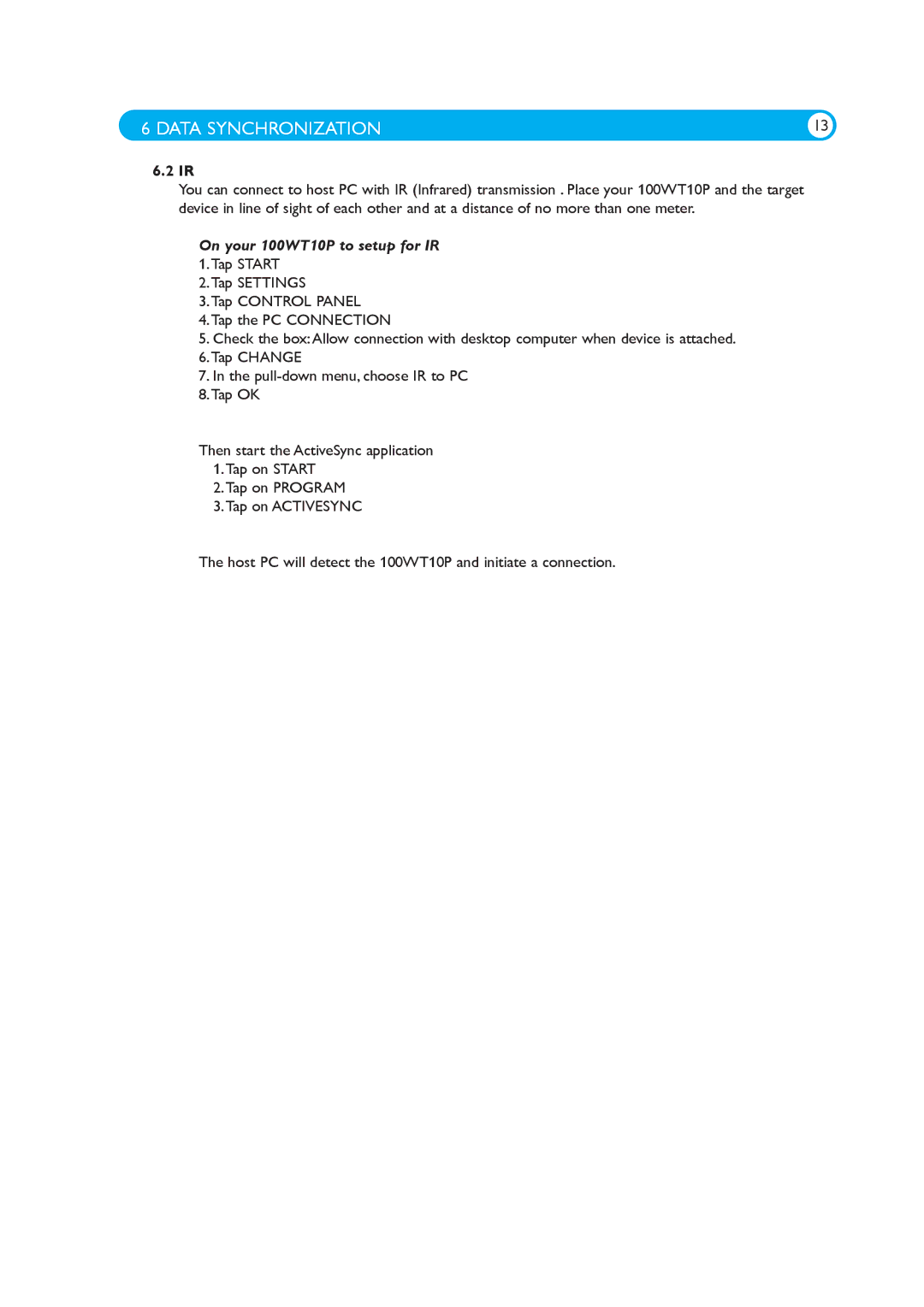 Philips manual On your 100WT10P to setup for IR 