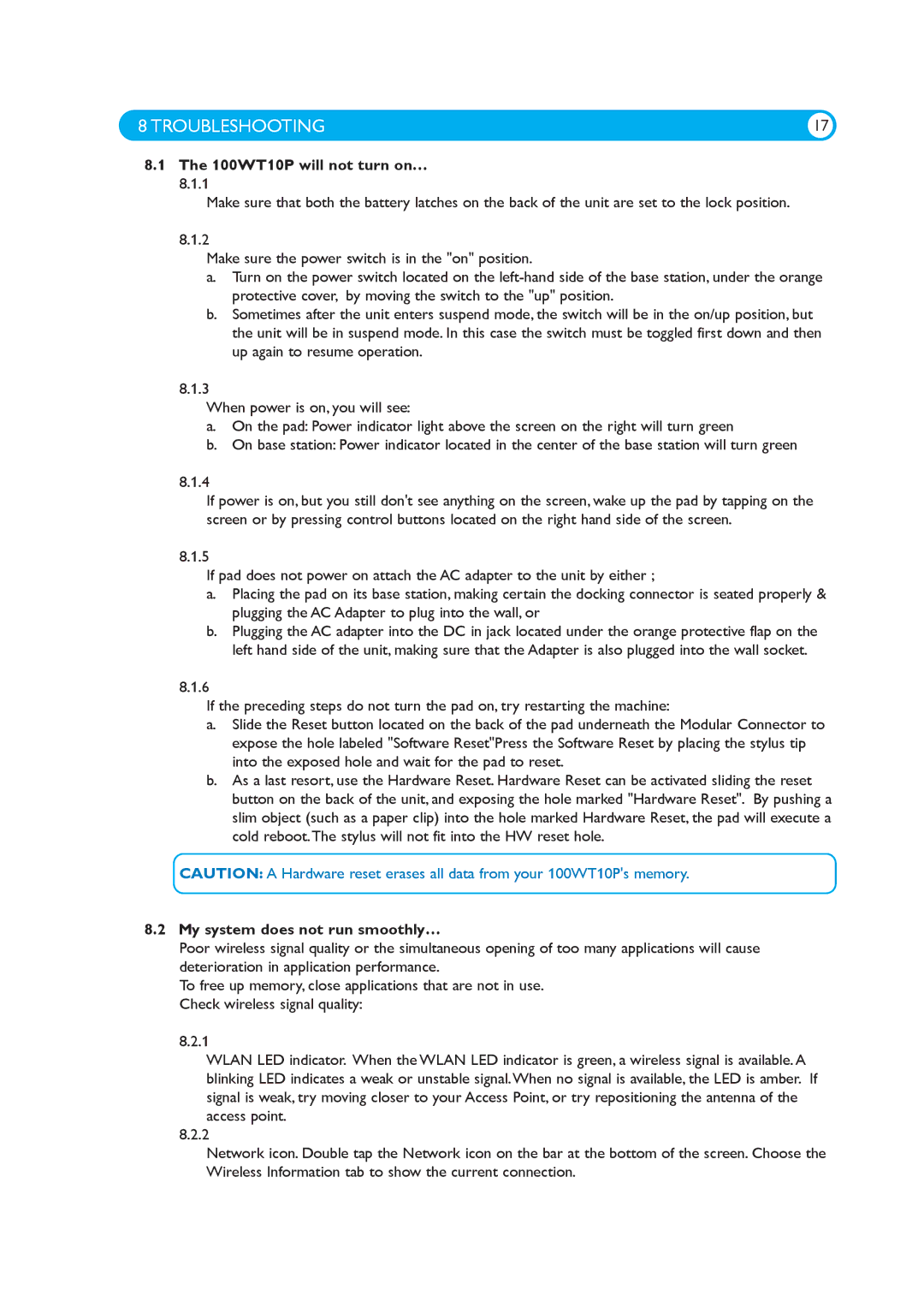 Philips manual Troubleshooting, 100WT10P will not turn on…, My system does not run smoothly… 