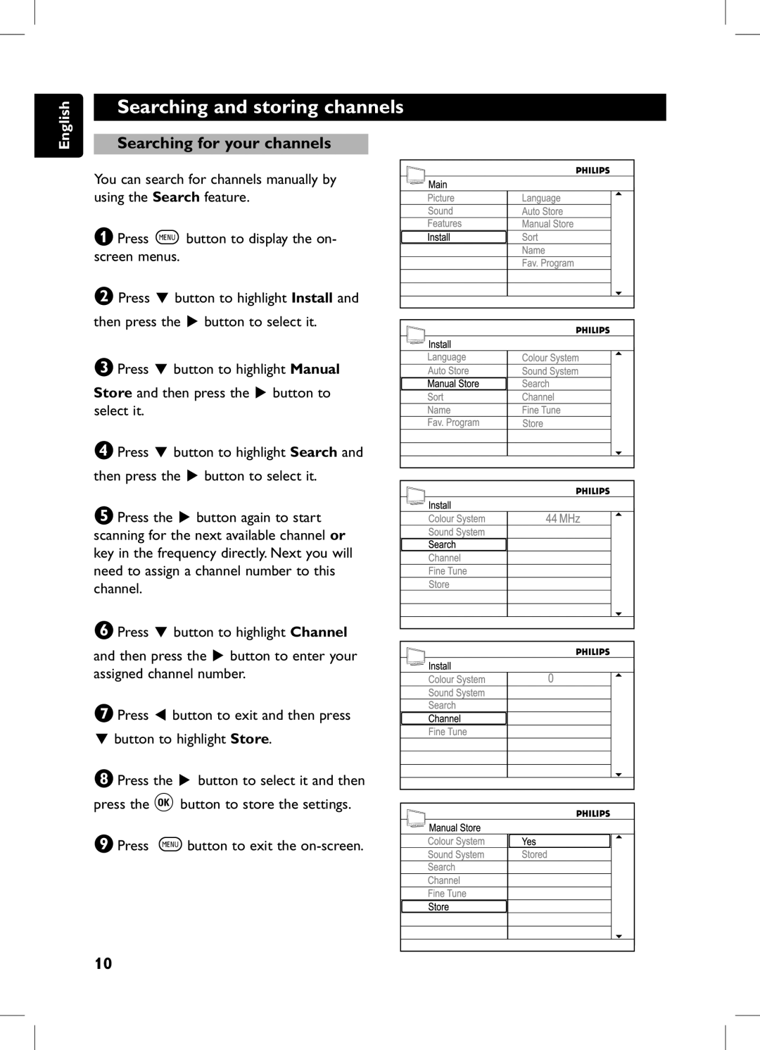 Philips 105E user manual Searching for your channels 