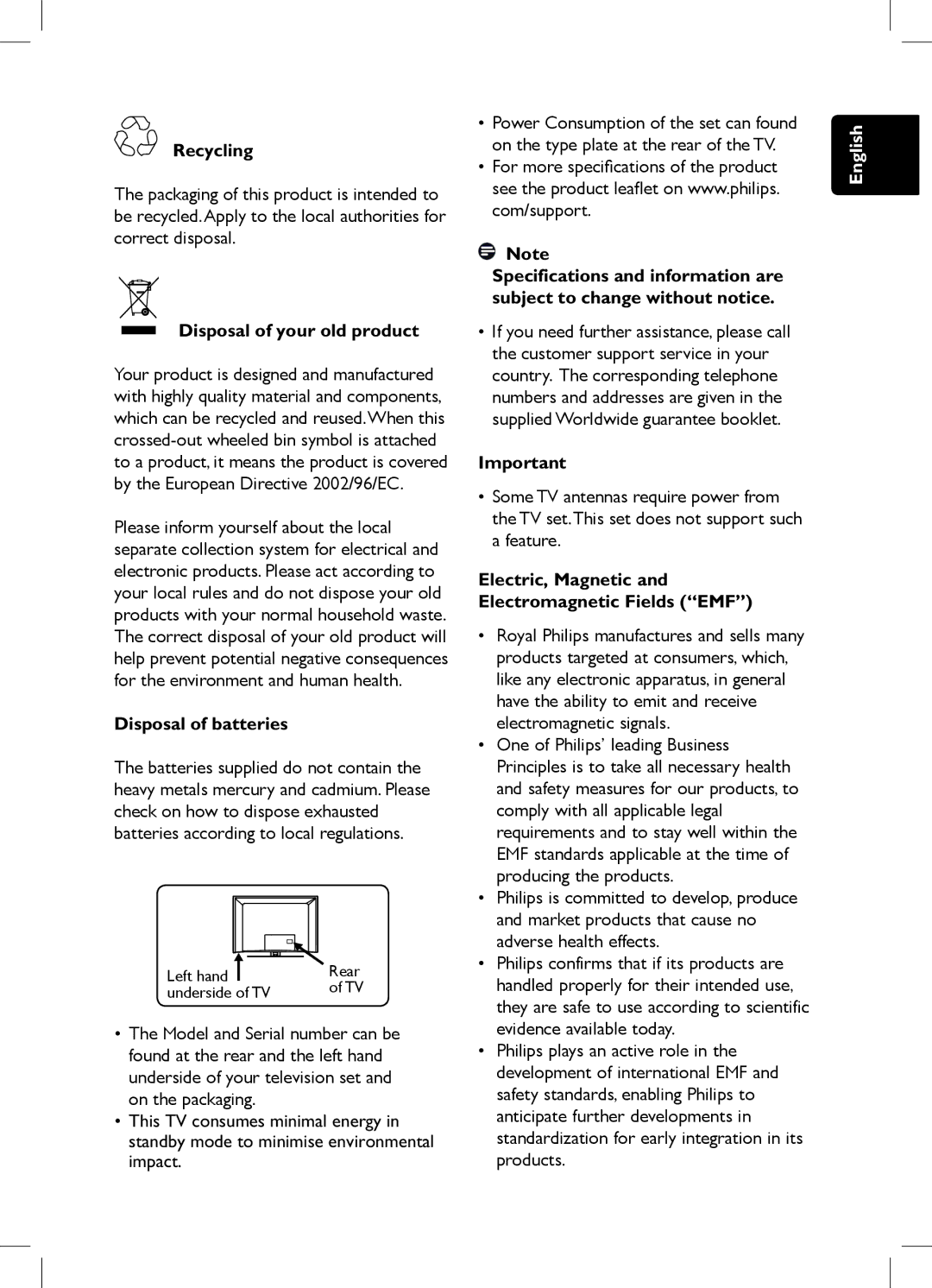 Philips 105E user manual Recycling 