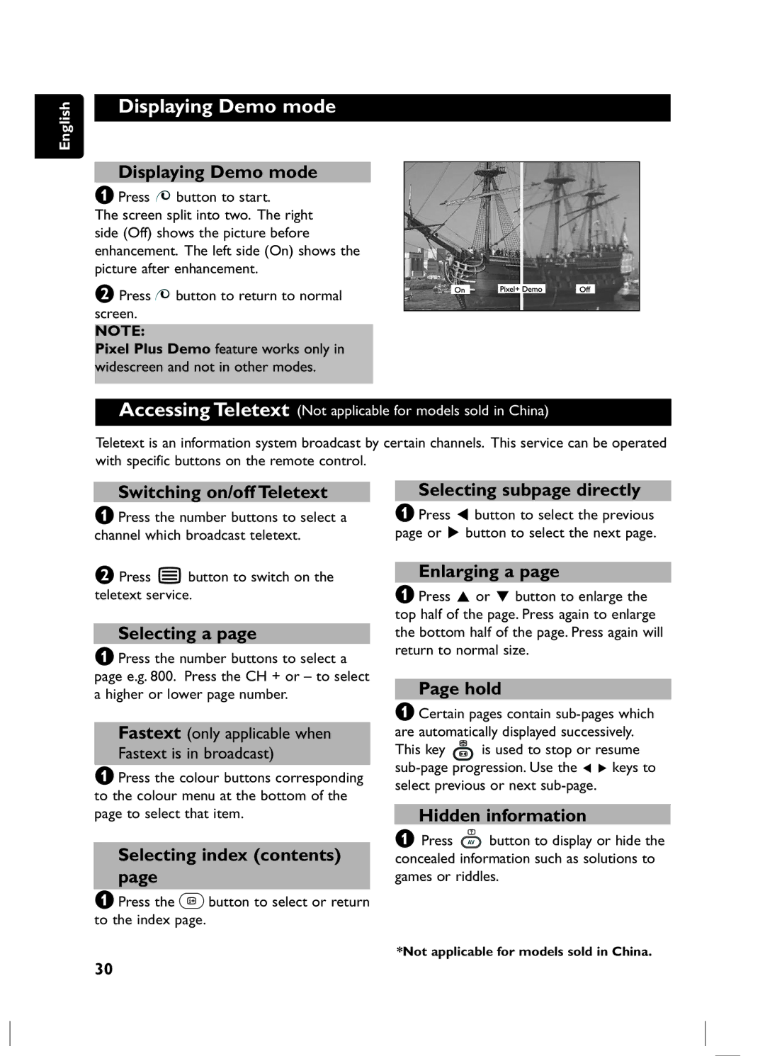 Philips 105E user manual Displaying Demo mode 