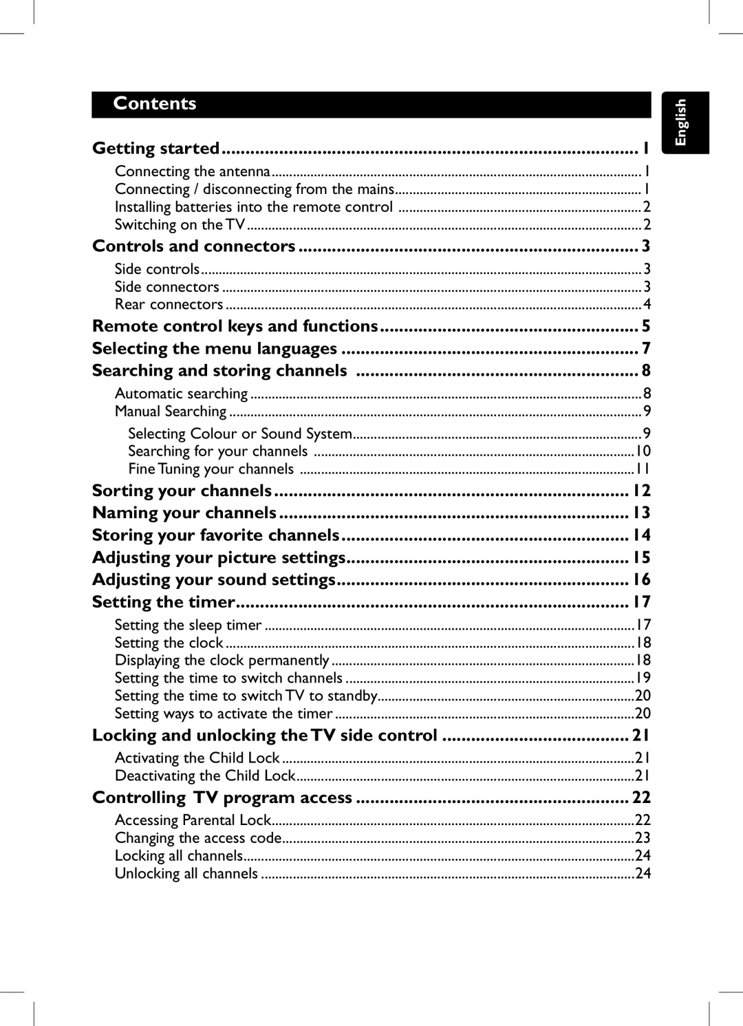 Philips 105E user manual Contents 