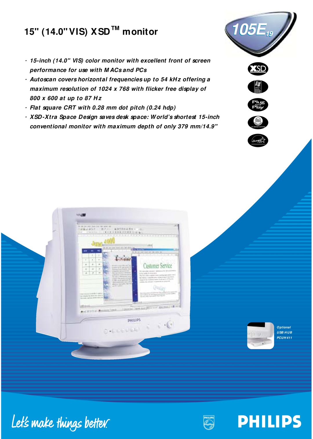 Philips manual 15 14.0 VIS XSD monitor, 105E1911 