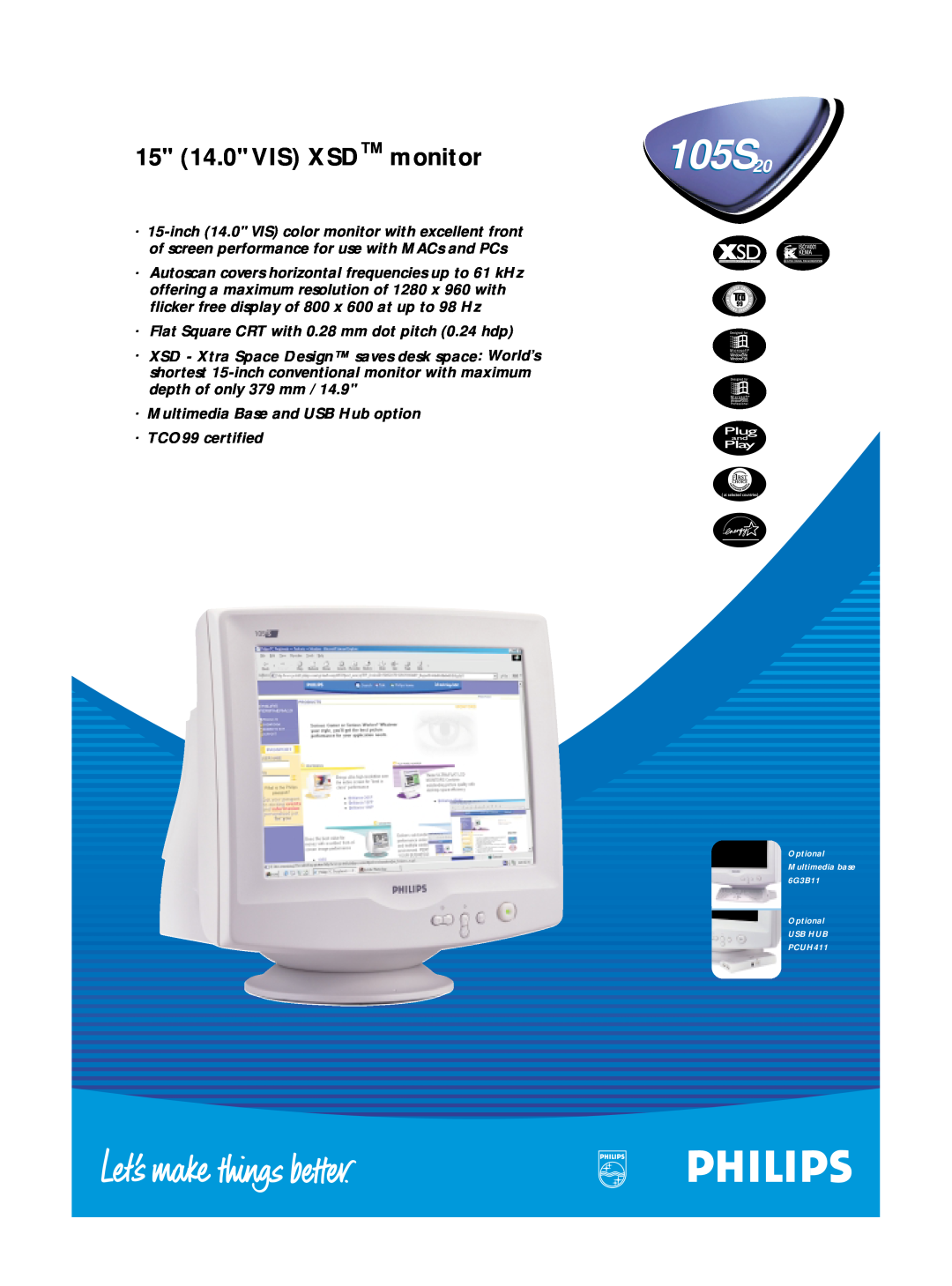 Philips 105S20 manual 15 14.0 VIS XSD monitor 