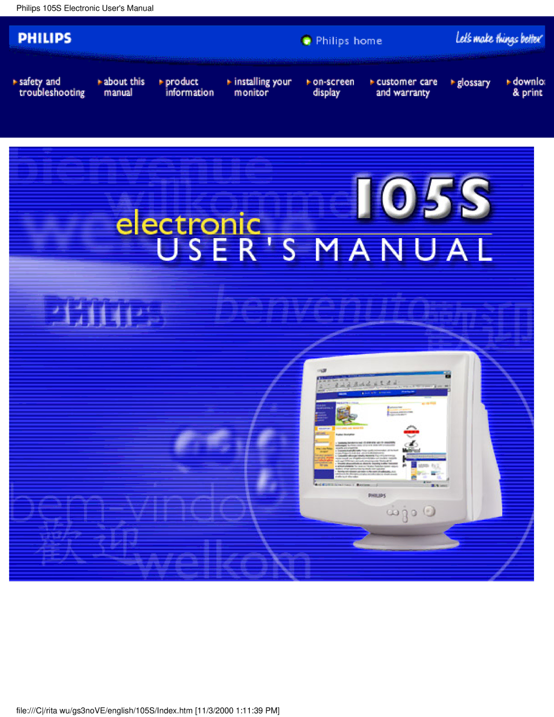 Philips 105S26 user manual 