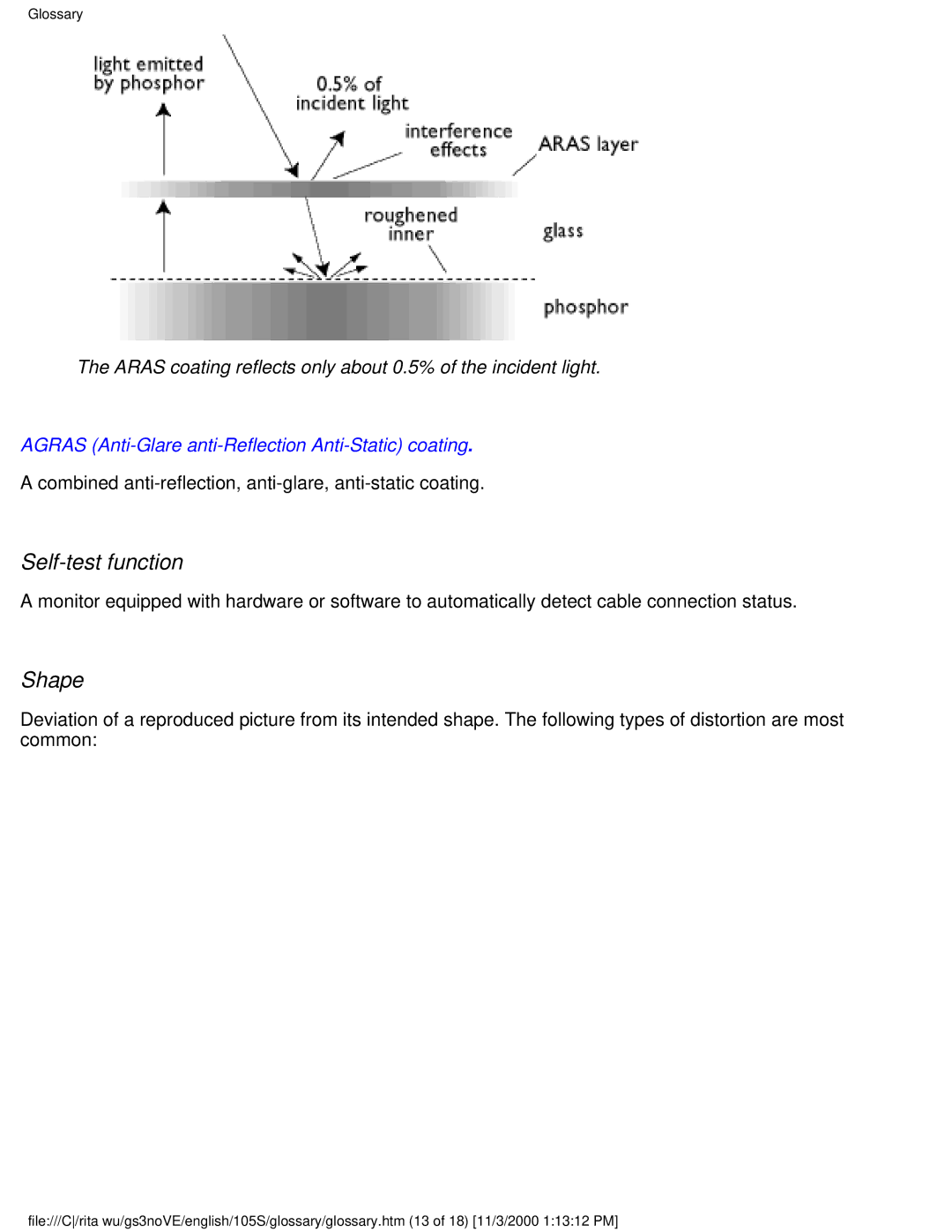 Philips 105S26 user manual Self-test function, Shape 