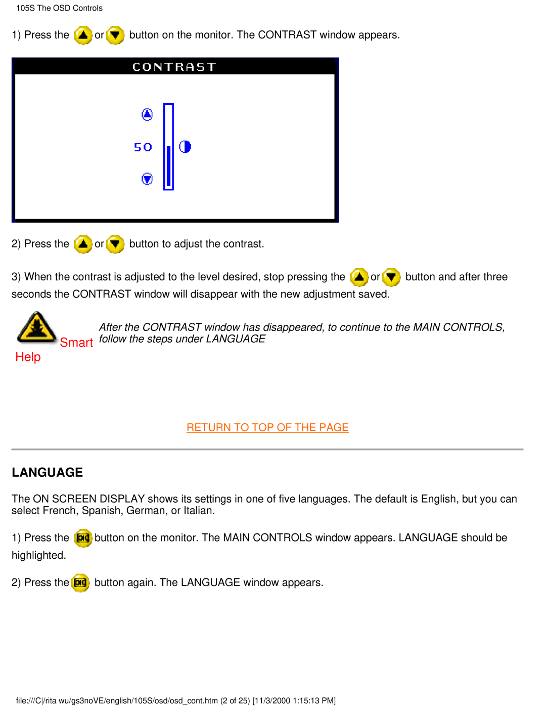 Philips 105S26 user manual Language 