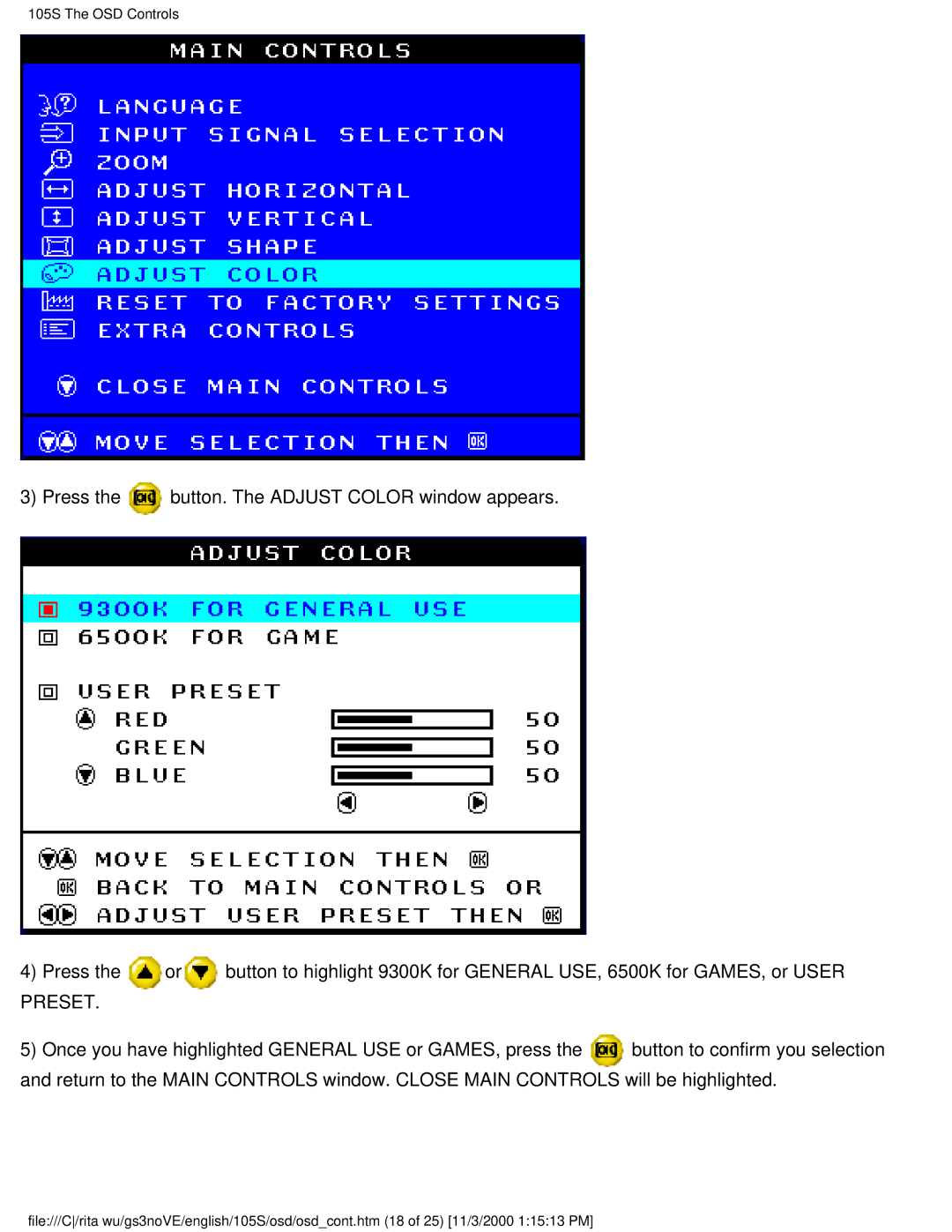 Philips 105S26 user manual Preset 