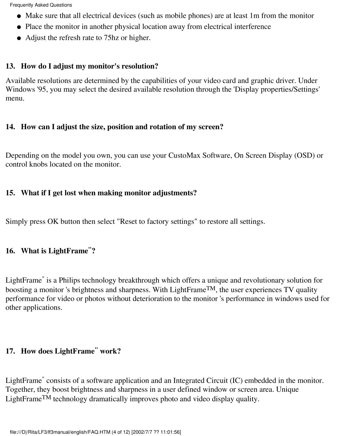 Philips 107B user manual How do I adjust my monitors resolution?, What if I get lost when making monitor adjustments? 