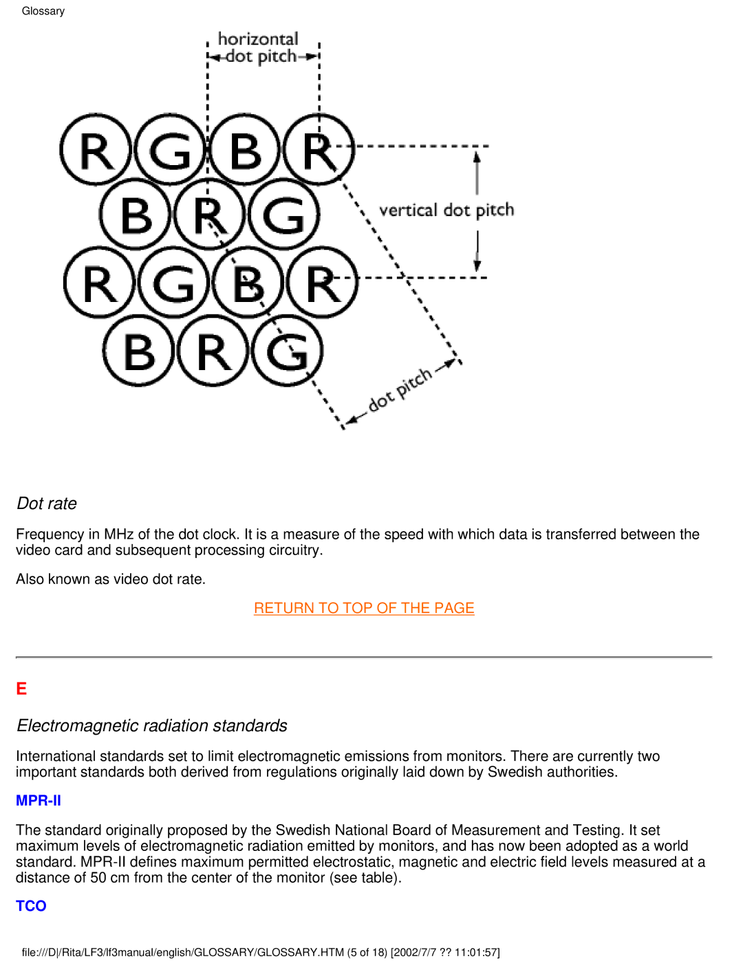 Philips 107B user manual Dot rate, Electromagnetic radiation standards 