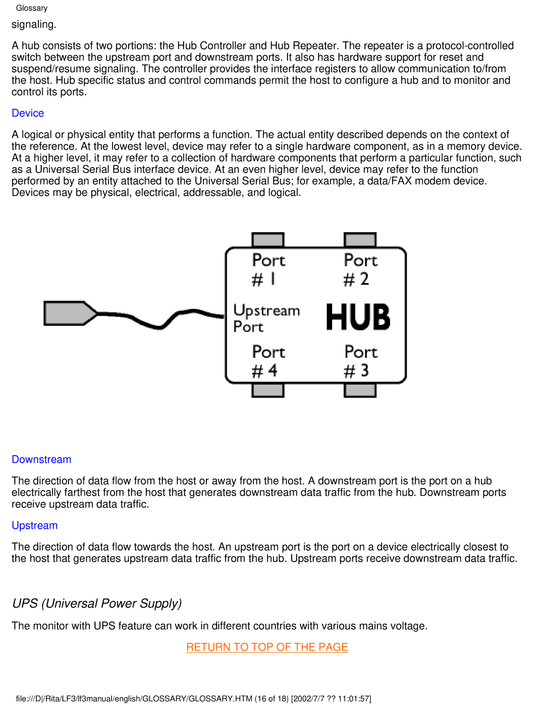 Philips 107B user manual UPS Universal Power Supply, Device 