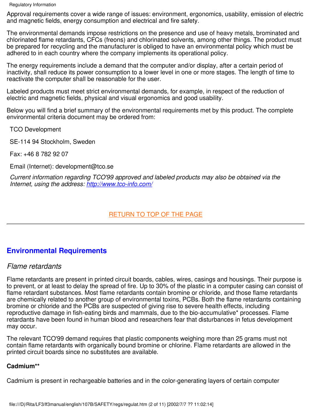 Philips 107B user manual Environmental Requirements, Flame retardants 