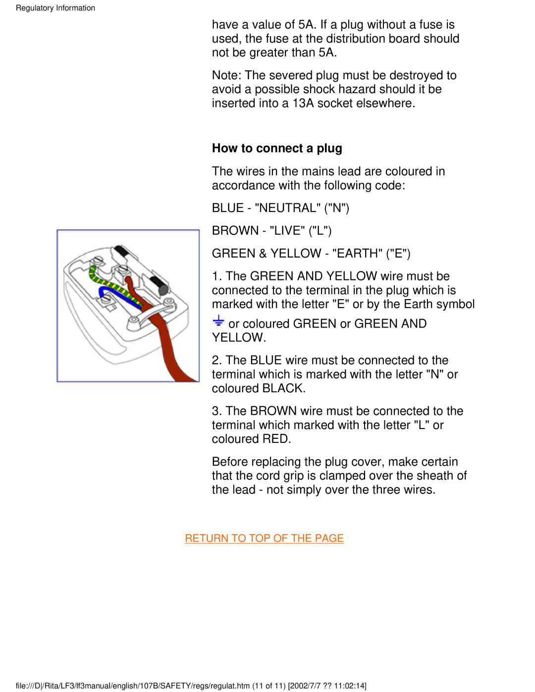 Philips 107B user manual How to connect a plug 