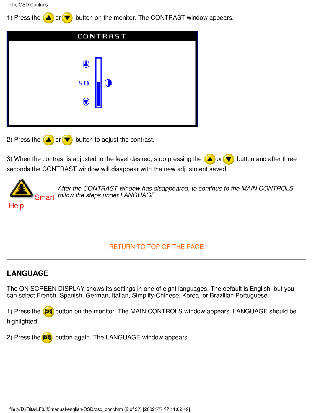 Philips 107B user manual Language 