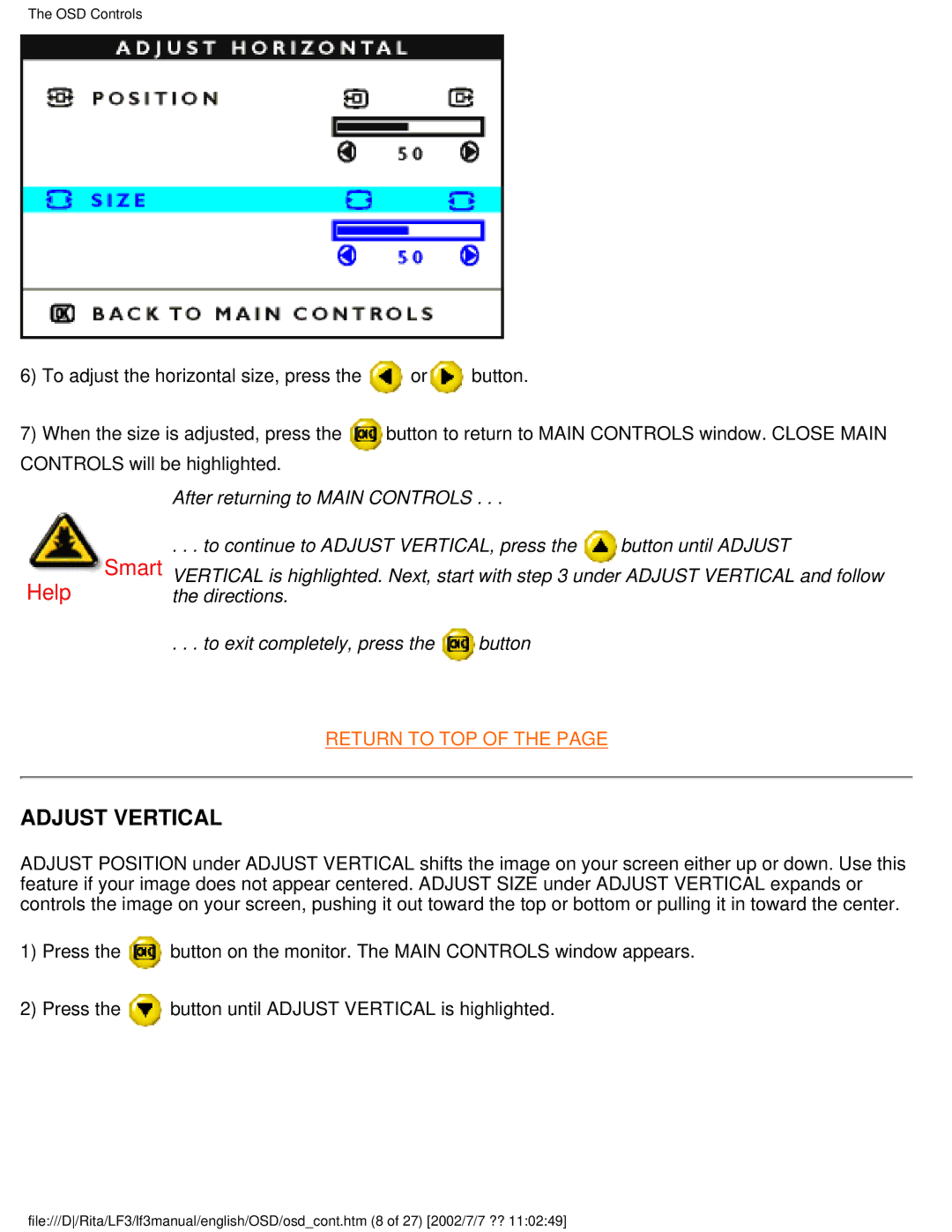 Philips 107B user manual Adjust Vertical 