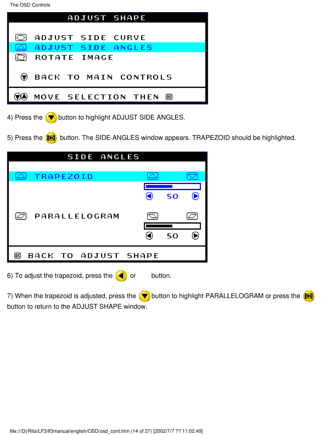 Philips 107B user manual OSD Controls 